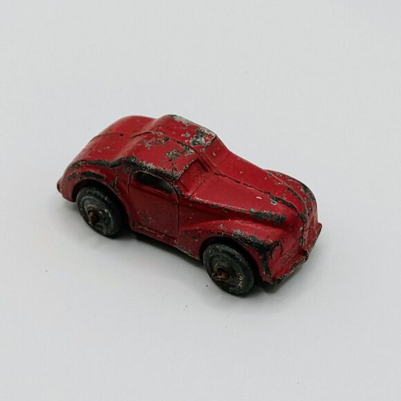 Vintage VTG 1950's BARCLAY Red Coupe Sedan Slush Lead Transport Car 1 5/8" - Picture 2 of 6